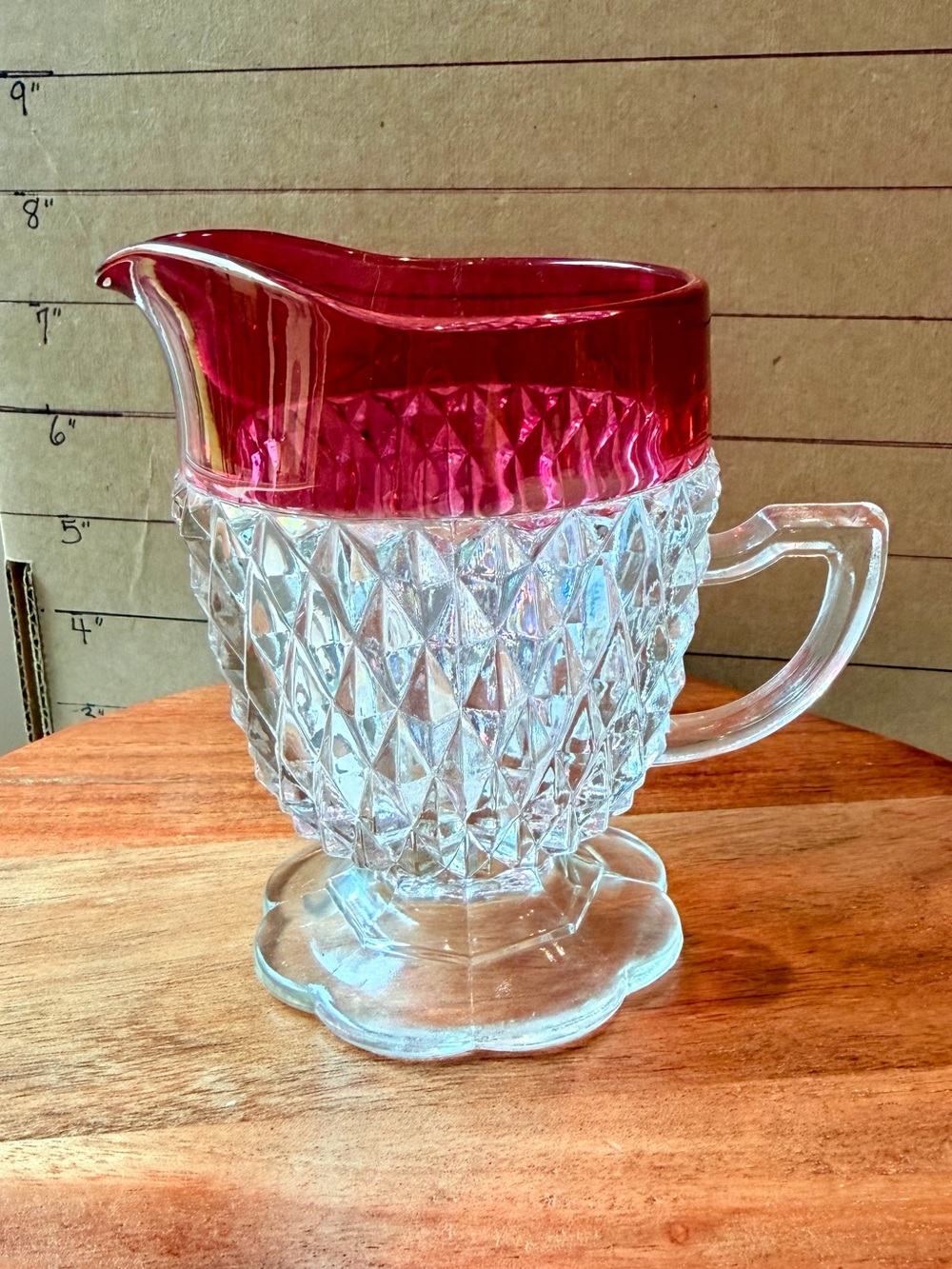 Indiana Glass Diamond Point Ruby Creamer